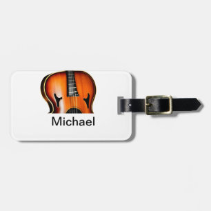 Fügen Sie Ihren Namen Text braune Violine Musiklie Gepäckanhänger