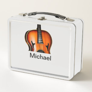 Fügen Sie Ihren Namen Text braune Violine Musiklie Metall Brotdose