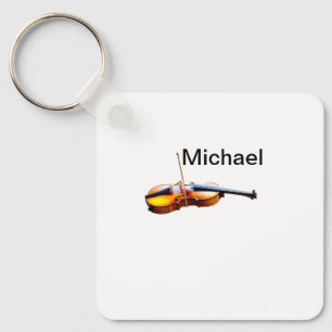 Fügen Sie Ihren Namen Text braune Violine Musiklie Schlüsselanhänger