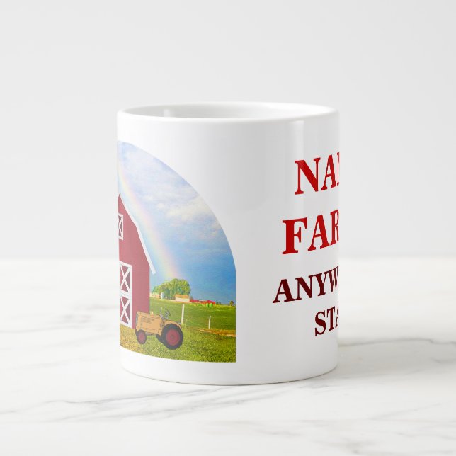 Fügen Sie Ihren Namen zu Red Barn mit Blue Sky hin Jumbo-Tasse (Vorderseite)