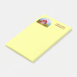 Fügen Sie Ihren Namen zu Red Barn mit Blue Sky hin Post-it Klebezettel