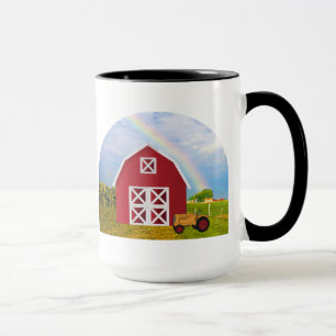 Fügen Sie Ihren Namen zu Red Barn mit Blue Sky hin Tasse