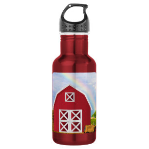 Fügen Sie Ihren Namen zu Red Barn mit Blue Sky hin Trinkflasche