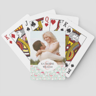 Fügen Sie Ihren Namens  Flamingo-Vogel mit Federn Spielkarten