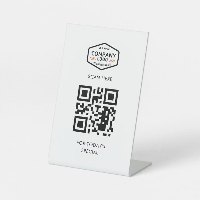 Fügen Sie Ihren QR-Code und Ihr Firmenlogo hinzu Sockelschild (Vorderseite)