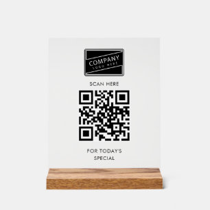 Fügen Sie Ihren QR-Code und Ihr Firmenlogo-Menü hi Acrylschild