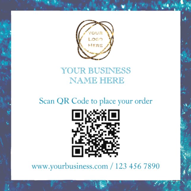 Fügen Sie Ihren QR-Code Werbung Business Aquamarin Fensteraufkleber (Create your own QR code to scan for your business and promotional needs, customize text, add logo.)