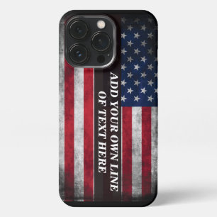 Fügen Sie Ihren Text auf der amerikanischen Flagge iPhone 13 Pro Hülle