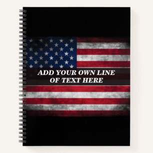 Fügen Sie Ihren Text auf der amerikanischen Flagge Notizbuch