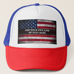 Fügen Sie Ihren Text auf der amerikanischen Flagge Truckerkappe