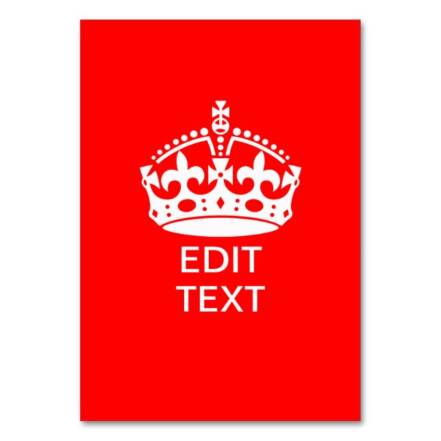 Fügen Sie Ihren Text BEHALTEN CALM CROWN auf Red C Tischnummer (Vorderseite)