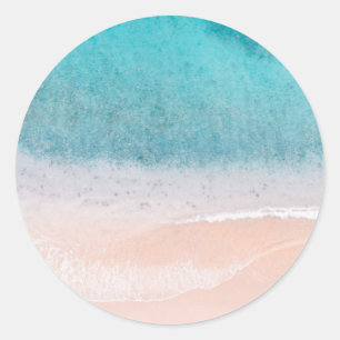 Fügen Sie Ihren Text Blank Template Beach Sand Bl Runder Aufkleber