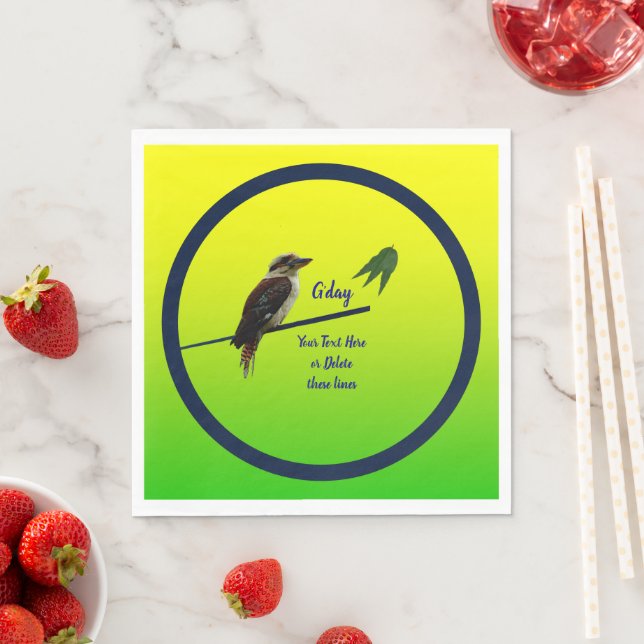 Fügen Sie Ihren Text hinzu, Kookaburra Australisch Serviette (Beispiel)