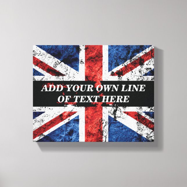 Fügen Sie Ihren Text in englischer Flagge Throw Pi Leinwanddruck (Vorderseite)