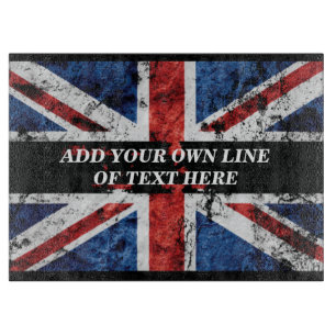 Fügen Sie Ihren Text in englischer Flagge Throw Pi Schneidebrett