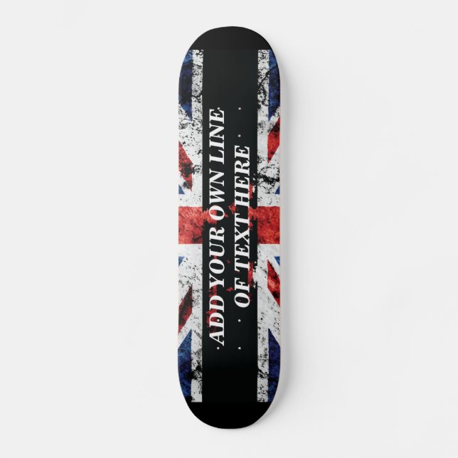 Fügen Sie Ihren Text in englischer Flagge Throw Pi Skateboard (Vorderseite)