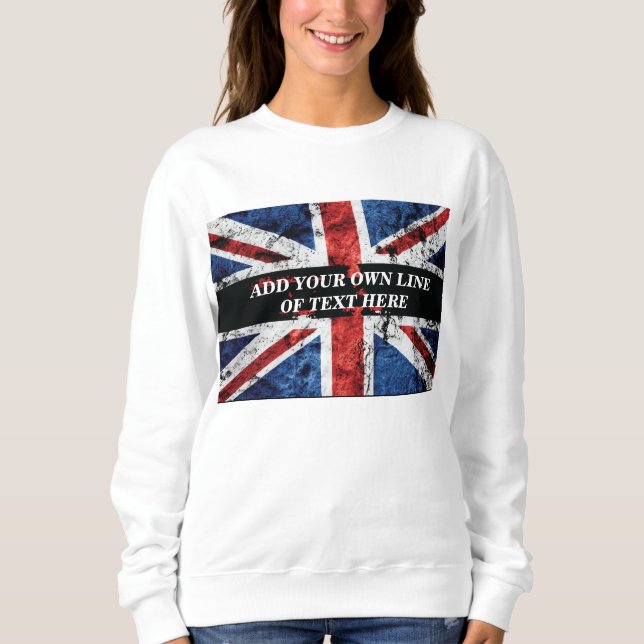 Fügen Sie Ihren Text in englischer Flagge Throw Pi Sweatshirt (Vorderseite)