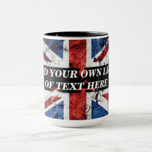 Fügen Sie Ihren Text in englischer Flagge Throw Pi Tasse
