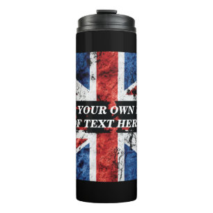 Fügen Sie Ihren Text in englischer Flagge Throw Pi Thermosbecher