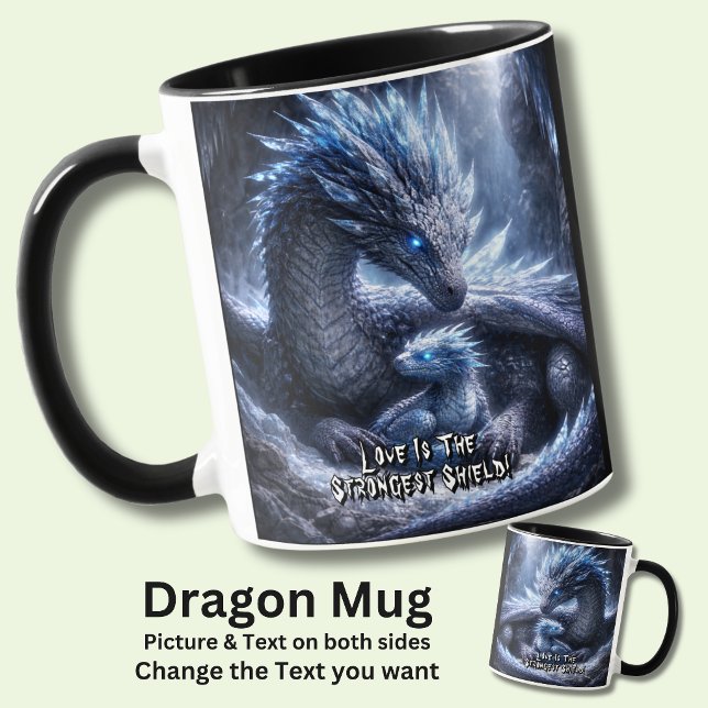 Fügen Sie Ihren Text Namen, Blauer Eisdrache & Bab Tasse (Von Creator hochgeladen)