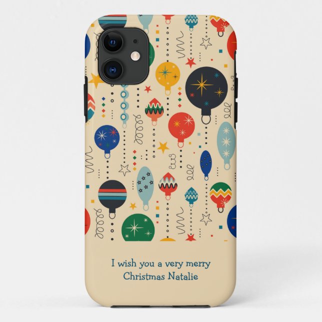 Fügen Sie Ihren Text Niedliche Ornamente im Retro- Case-Mate iPhone Hülle (Rückseite)