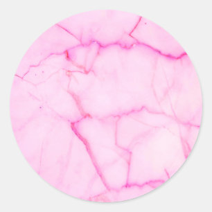 Fügen Sie Ihren Text Pink Pastell Marmor Runder Aufkleber