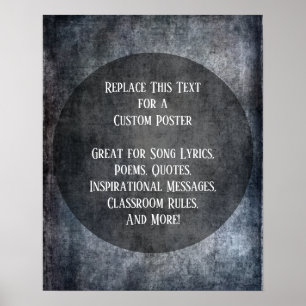 Fügen Sie Ihren Text Quote Grunge Textured Dark Gr Poster