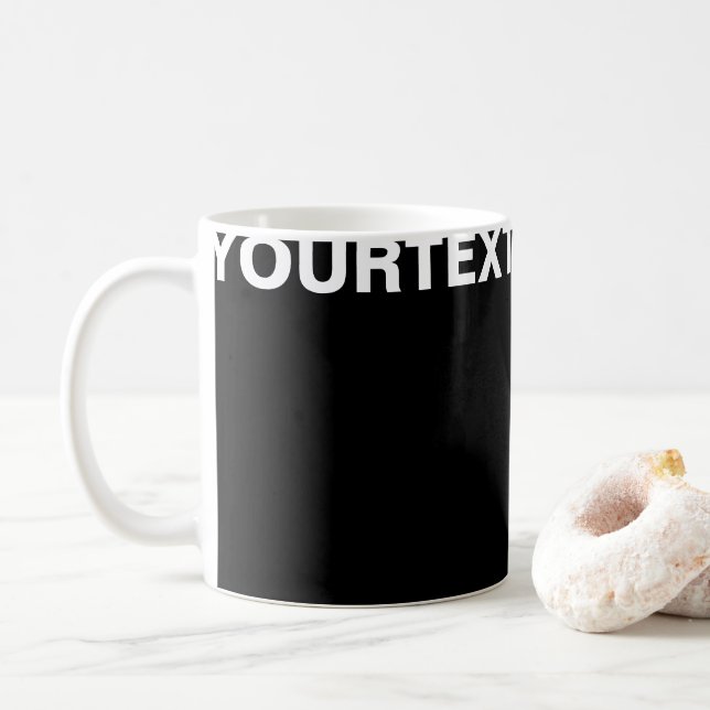 Fügen Sie Ihren Text Schwarz-weiß modern stilvoll  Kaffeetasse (Mit Donut)