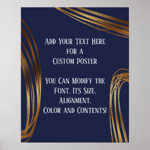 Fügen Sie Ihren Text Scribbler Gold Ovals Navy Bla Poster
