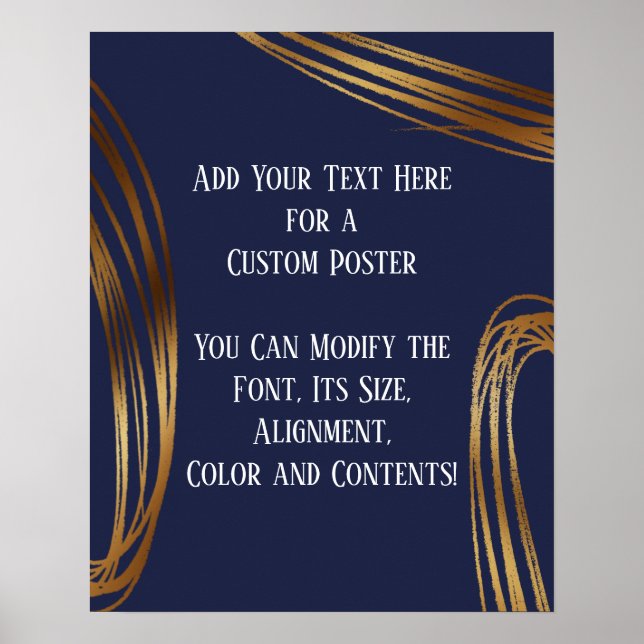 Fügen Sie Ihren Text Scribbler Gold Ovals Navy Bla Poster (Vorne)