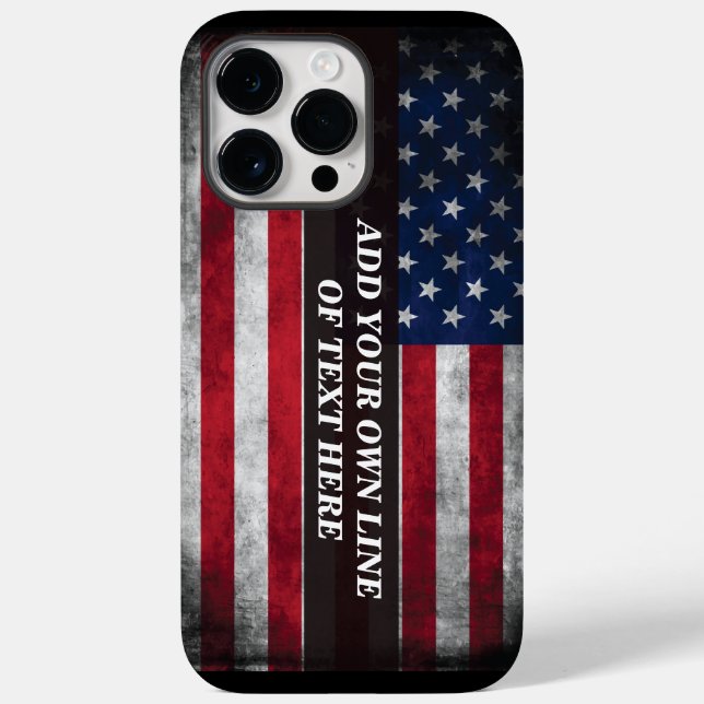 Fügen Sie Ihren Text unter amerikanischer Flagge h Case-Mate iPhone Hülle (Rückseite)