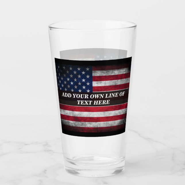 Fügen Sie Ihren Text unter amerikanischer Flagge h Glas (Vorderseite)
