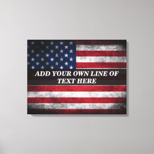 Fügen Sie Ihren Text unter amerikanischer Flagge h Leinwanddruck