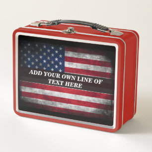 Fügen Sie Ihren Text unter amerikanischer Flagge h Metall Brotdose