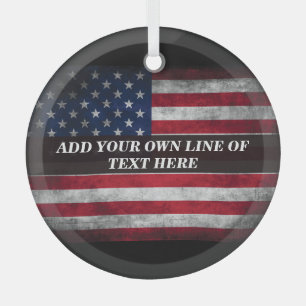Fügen Sie Ihren Text unter amerikanischer Flagge h Ornament Aus Glas