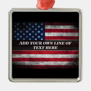Fügen Sie Ihren Text unter amerikanischer Flagge h Ornament Aus Metall
