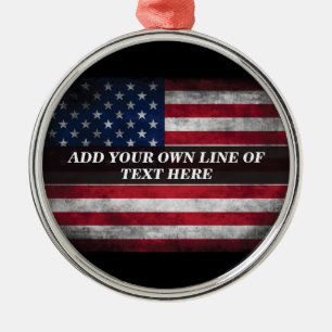 Fügen Sie Ihren Text unter amerikanischer Flagge h Ornament Aus Metall
