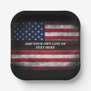 Fügen Sie Ihren Text unter amerikanischer Flagge h Pappteller