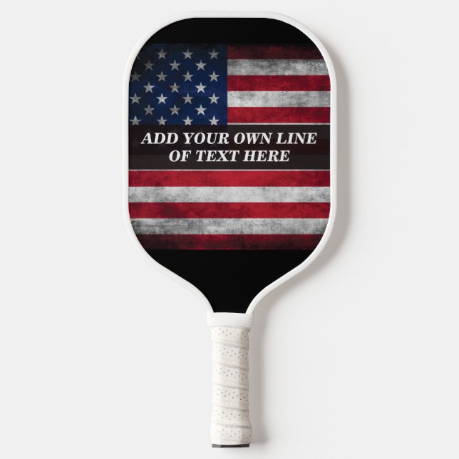 Fügen Sie Ihren Text unter amerikanischer Flagge h Pickleball Schläger (Vorderseite)