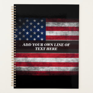 Fügen Sie Ihren Text unter amerikanischer Flagge h Planer