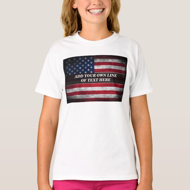 Fügen Sie Ihren Text unter amerikanischer Flagge h T-Shirt (Vorderseite)