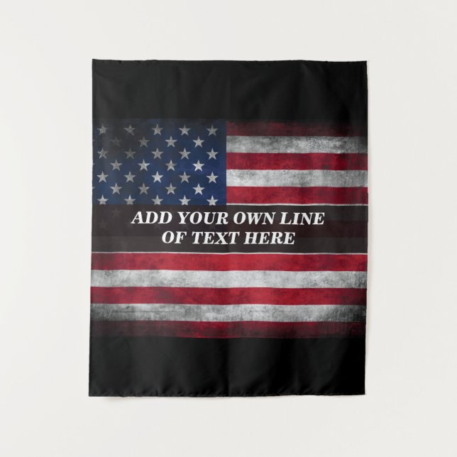 Fügen Sie Ihren Text unter amerikanischer Flagge h Wandteppich (Vorderseite)