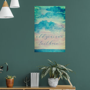 Fügen Sie Ihren Text Wasserfarbe Himmel und Meer L Poster