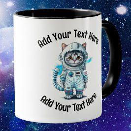 Fügen Sie Ihren Text Whimsical Astronaut Cat Kaffe Tasse