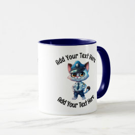 Fügen Sie Ihren Text Whimsical Police Officer Cat- Tasse