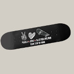 Fügen Sie Ihren Textnamen, Peace Liebe Skateboardi Skateboard<br><div class="desc">Fügen Sie einen Namen oder Ihren eigenen Text hinzu - oder leeren Sie den Text zu löschen - "Peace Liebe Skateboarding". - Jeder Skateboarder wird diese Liebe - sehen Sie in meinem Shop für viel mehr großartige Geschenkideen Skateboard.</div>