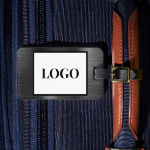 Fügen Sie Logo-Schwarz-Grau-Imitate Metal gestylt Gepäckanhänger