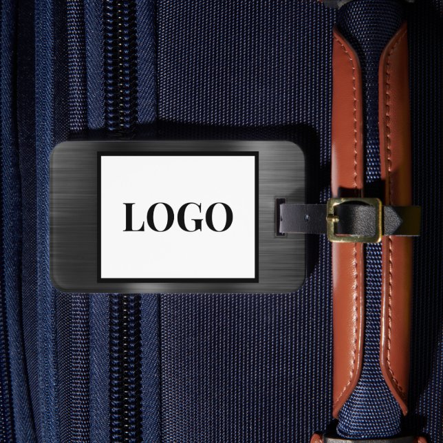 Fügen Sie Logo-Schwarz-Grau-Imitate Metal gestylt  Gepäckanhänger (Vorderseite Insitu 4)