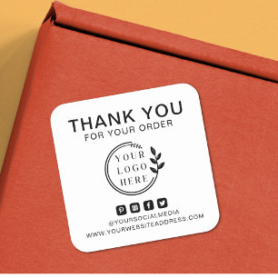Fügen Sie Logo Social Media Order Vielen Dank Cust Quadratischer Aufkleber
