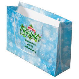Fügen Sie Name Matching Merry Christmas Blue Große Geschenktüte